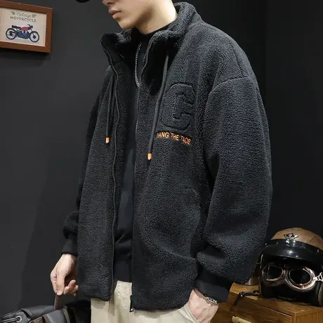 羊羔绒外套男冬季潮加厚日系2023新款男士休闲秋冬款保暖上衣夹克商品大图