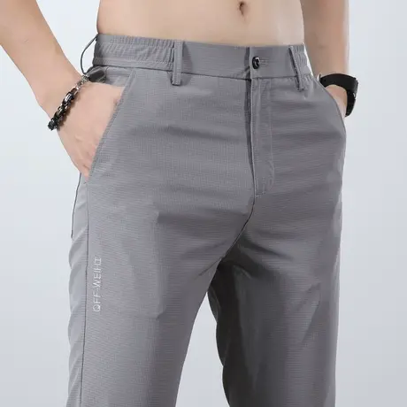 夏季超薄款冰丝速干休闲裤男士直筒宽松西裤弹力高端商务正装夏裤商品大图