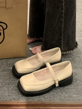 玛丽珍女鞋2023新款夏季法式厚底乐福鞋百搭单鞋英伦风方头小皮鞋商品大图
