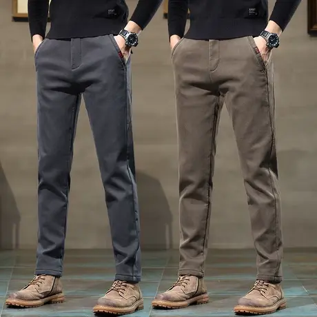 冬季加绒加厚西裤男士休闲裤保暖外穿2023新款加棉裤男裤子秋冬款商品大图