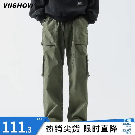 VIISHOW机能工装裤男大码宽松直筒阔腿美式潮牌男生冬季休闲长裤图片