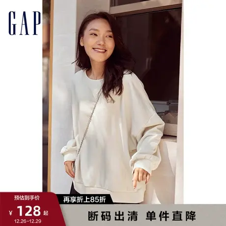 【断码优惠】Gap女装秋季新款圆领落肩灯笼袖卫衣透气上衣736194图片