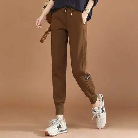 韩潮袭人松紧腰拼接运动束脚卫裤女2024春季新款百搭宽松休闲裤商品大图