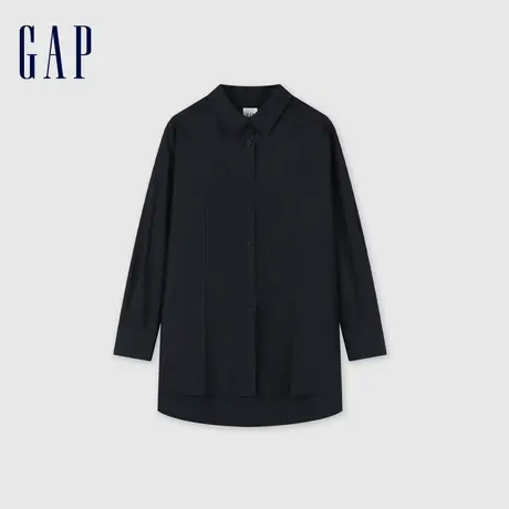 Gap女装春季2024新款通勤长款府绸翻领衬衫气质休闲上衣890012图片