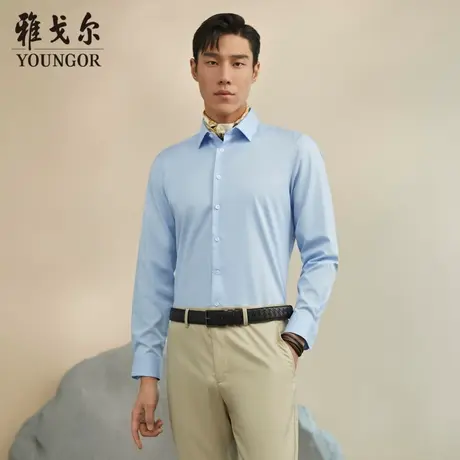 【隐条纹DP免烫】雅戈尔官方商务休闲纯棉长袖衬衫男4578商品大图