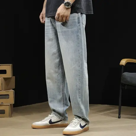直筒牛仔裤男2024新款春季浅色锥形裤子宽松大码春秋男士潮牌男裤商品大图