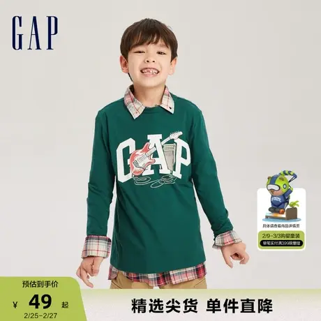 【断码优惠】Gap男童春秋LOGO纯棉长袖T恤儿童装洋气上衣735911商品大图