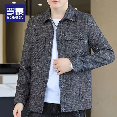 罗蒙吉普夹克男士秋季潮流百搭休闲上衣服2023新款翻领宽松外套男商品大图