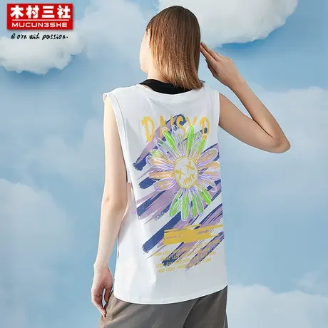 木村三社2021夏季原创新款背心纯棉坎肩套头汗衫马甲潮流印花上衣图片