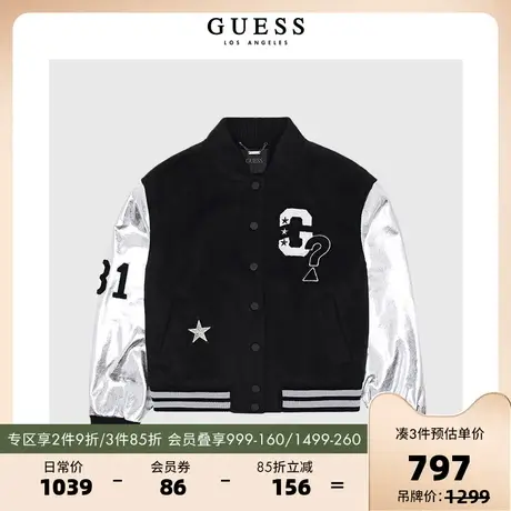 GUESS 秋季女士经典美式复古长袖棒球服街头夹克外套W2BL59WF0Y0商品大图