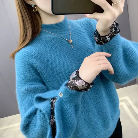 女士毛衣2021年新款爆款加厚女冬宽松外穿水貂绒打底衫女秋冬洋气图片