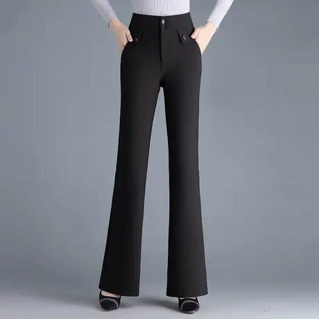 女士高腰微喇裤秋季长裤子2023新款显瘦垂感气质职业喇叭裤休闲裤商品大图