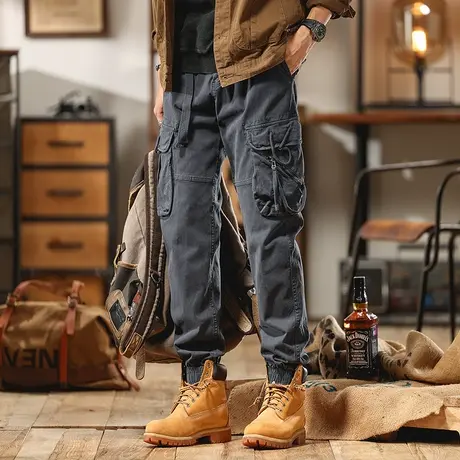 美式重磅束脚工装裤时尚潮流裤子春秋季裤子男款大码百搭休闲裤商品大图