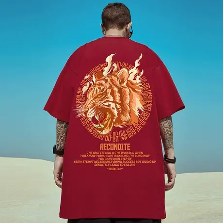 oversize国潮T恤大码男装2023纯棉体恤加肥加大半袖情侣纯棉短袖商品大图