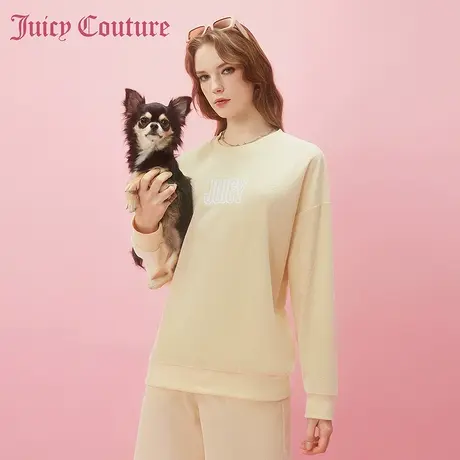 Juicy Couture橘滋春夏新款卫衣长袖毛巾布圆领卫衣商务通勤女商品大图