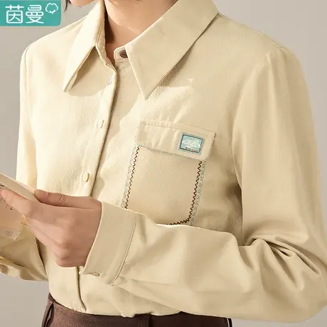 茵曼可外穿加厚磨毛衬衫长袖打底衬衣2023秋季新款女装纯棉上衣商品大图