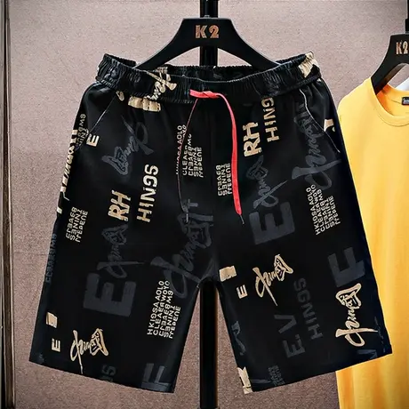 短裤男夏季冰丝五分裤2023新款潮牌休闲运动宽松国潮沙滩男款中裤商品大图