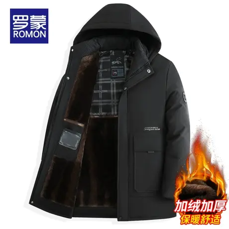 罗蒙冬季棉服男商务休闲加厚保暖棉袄中长款爸爸装棉衣派克服外套图片