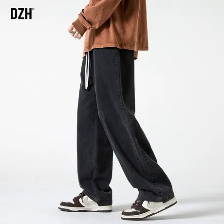 男士黑色牛仔裤男宽松直筒高街美式休闲裤子2023年新款秋季直筒裤商品大图