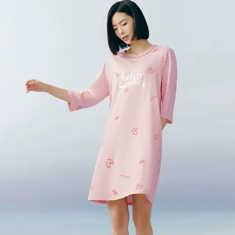 [冰立方]三枪夏季冰泉棉睡裙女中袖凉感甜美印花透气家居裙70504商品大图