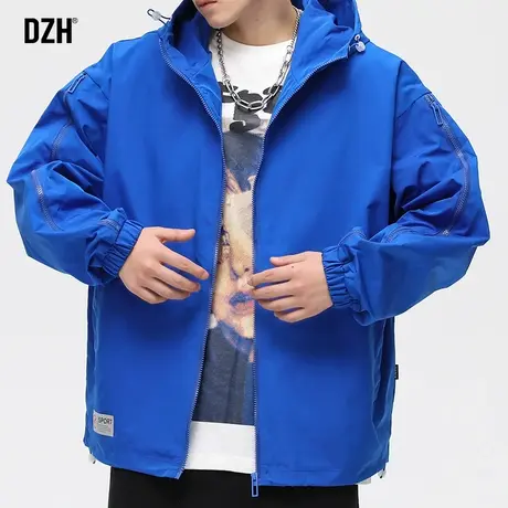 男士蓝色拉链夹克外套男春秋季潮牌高级感炸街男装2023年新款秋装图片