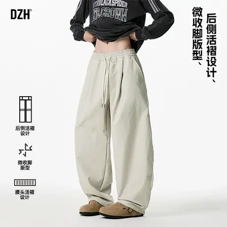 男士卡其色日系工装裤男直筒宽松阔腿裤长裤2025新款春夏休闲裤子商品大图