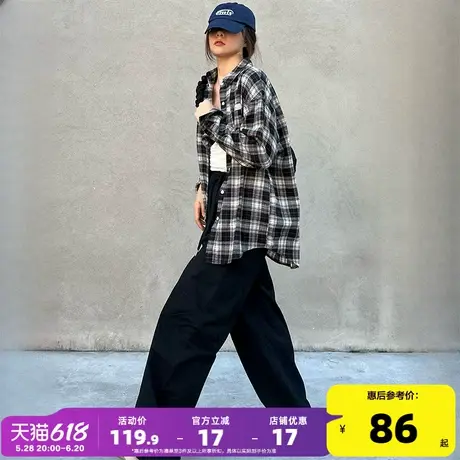 唐狮2025年春季新款格子衬衫女长袖衬衣外套韩版设计感小众上衣图片