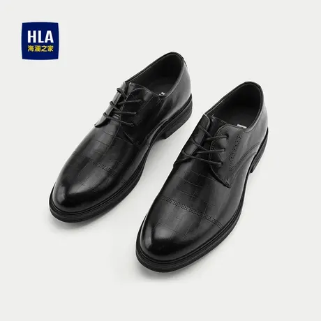 HLA/海澜之家系带正装皮鞋2025新款舒适柔软透气耐穿光泽质感男鞋商品大图