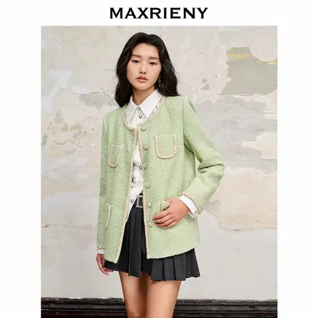 【奥莱】MAXRIENY名媛千金小香风花纱外套长款女气质感商品大图