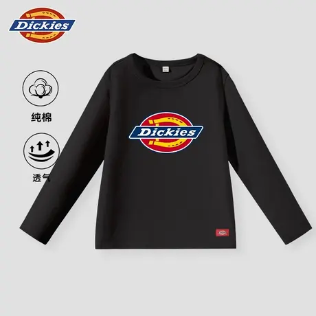 Dickies童装男童长袖t恤纯棉2025新款女童黑色打底衫儿童春装潮A商品大图