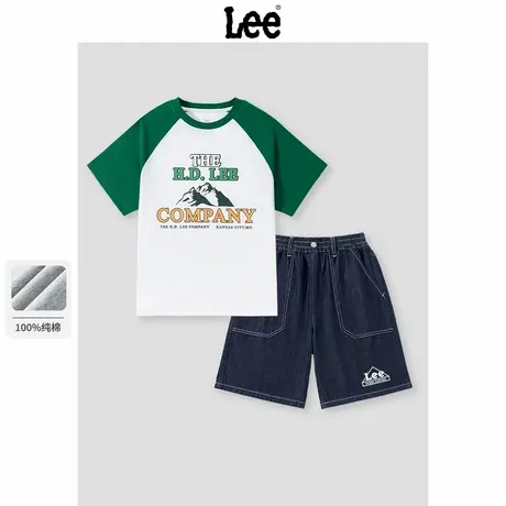 Lee童装男童套装夏中大童潮流酷帅两件套儿童夏季薄款纯棉短袖t恤商品大图