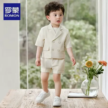 罗蒙儿童西装套装宝宝休闲西服周小男孩岁生日礼服帅气英伦小西装商品大图