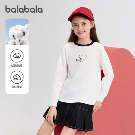 巴拉巴拉balaone童装女童长袖t恤儿童2025新款秋纯棉洋气休闲上衣图片