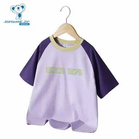 DQ真维斯童装2025夏季新款男童圆领棉质撞色插肩袖短袖T恤上衣图片