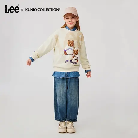 Lee童装手绘涂鸦圆领卫衣女童2025年秋季新款休闲舒适宽松上衣商品大图