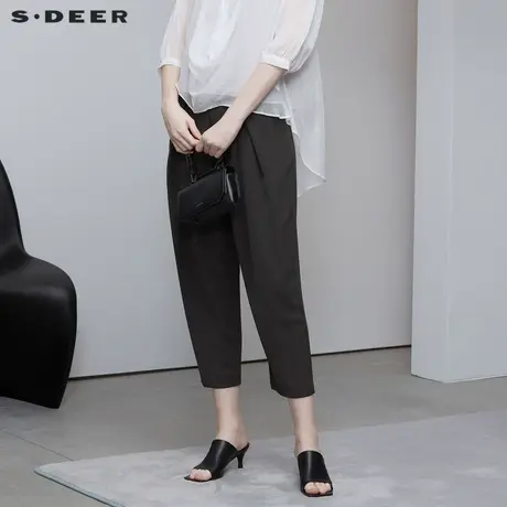 sdeer圣迪奥夏装通勤长裤休闲压褶插袋西装裤子女S222Z0832图片