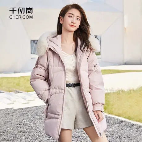 千仞岗秋冬女士连帽大毛领中长款甜美气质羽绒服加厚Ⅰ图片