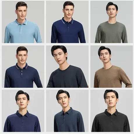 【秋季选搭套装合集】罗蒙男长袖POLO衫2025秋季新款卫衣休闲裤hr商品大图