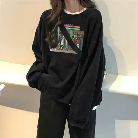 糖果色卫衣女潮ins春秋薄款2021新款韩版宽松学生百搭韩系上衣服商品大图