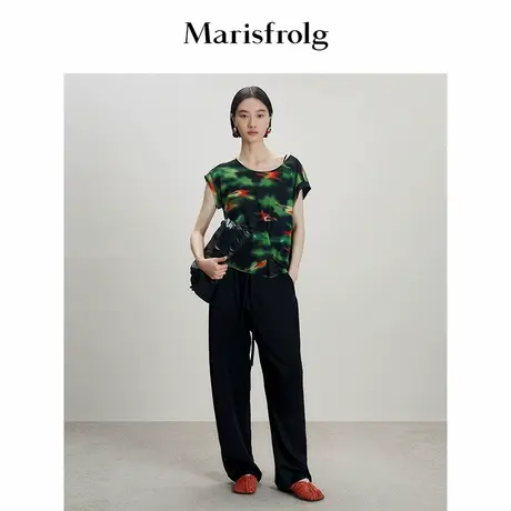 Marisfrolg玛丝菲尔艺术花稿印花短袖上衣T恤图片