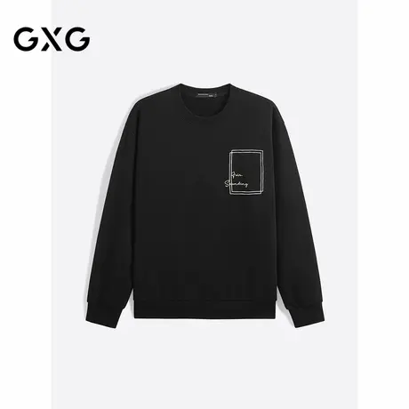 2024年秋季品GXG潮流撞色刺绣休闲圆领卫衣男上衣图片