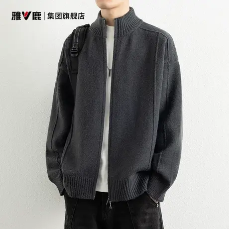 雅鹿毛衣男cleanfit针织衫半高领线衣外套2025秋冬保暖拉链开衫图片
