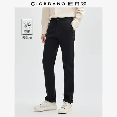 佐丹奴裤子男秋冬新款磨毛字母织标商务男裤直筒休闲裤男01115744商品大图