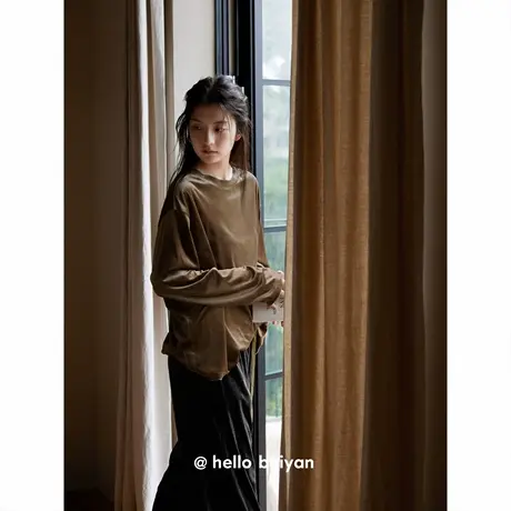 贝妍新款金丝绒睡衣女秋冬季长袖长裤家居服高级感慵懒套装可外穿商品大图