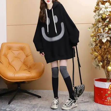 加绒加厚连帽卫衣外套女2023新款秋冬爆款洋气宽松慵懒风百搭上衣图片