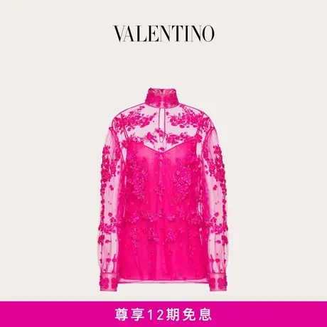 【24期免息】华伦天奴VALENTINO女士 TULLE ILLUSIONE 刺绣上衣商品大图