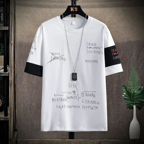 夏季短袖t恤男帅气12-15岁初中学生潮流半袖13大童夏装14男孩衣服商品大图