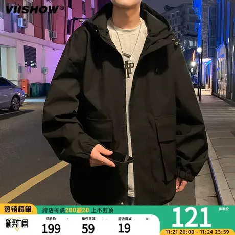 VIISHOW美式户外冲锋夹克男秋季潮牌宽松工装外套山系休闲夹克男图片