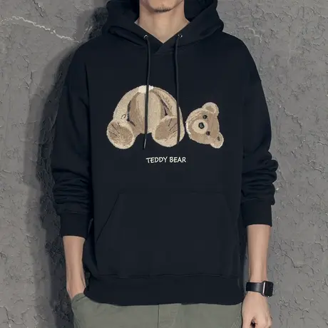 奕飏断头小熊连帽卫衣 ins情侣潮流连帽衫男春秋新款休闲上衣外套商品大图