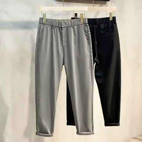 垂坠感西裤九分裤男宽松直筒韩版潮流冰丝休闲裤男士裤子夏季薄款商品大图